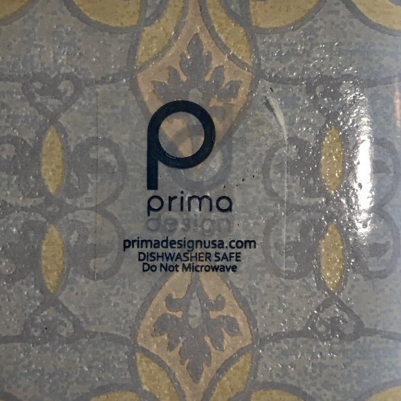 Prima Pretty Painted Square Glass Dish Blue Lime Green Design - Picture 2 of 7